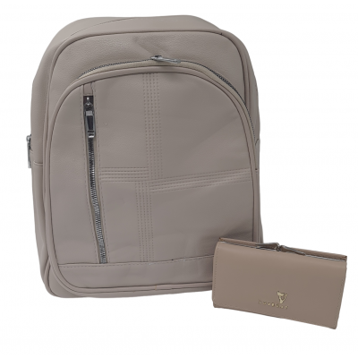 Set Rucsac Bej + Portofel
