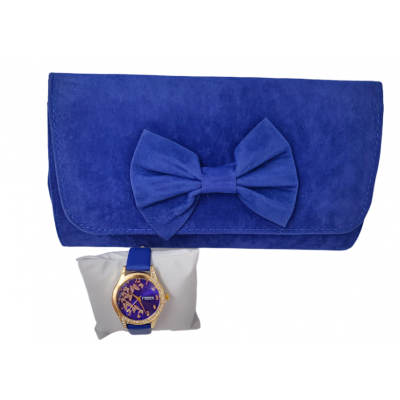 Set Plic Elegant Albastru Fundita + Ceas