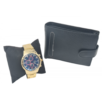 Set Portofel Simplu Negru + Ceas