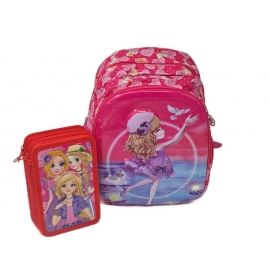 Set Ghiozdan Roz + penar