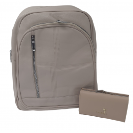Set Rucsac Bej + Portofel