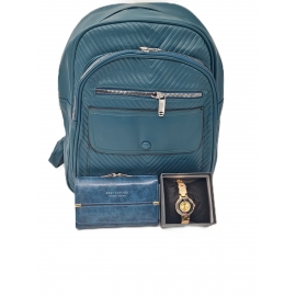 Set Rucsac Albastru, Portofel + Ceas