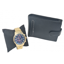 Set Portofel Simplu Negru + Ceas